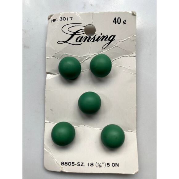 La Petite Green Plastic Shank Buttons - Vintage - Picture 2 of 2